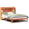 vidaXL Letto in legno massiccio con ripiano senza materasso Wax brown 135x190 cm