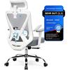 COMHOMA Sedia da ufficio ergonomica con supporto 3D per testa e lombare, braccioli regolabili, sedia da ufficio con funzione oscillante, 150 kg, grigia
