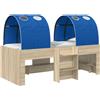 vidaXL Letto con tunnel, 3 pezzi, finitura Sonoma (imitazione quercia) e blu, realizzato in legno composito