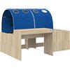 vidaXL Struttura letto con tunnel e ripiano, 3 pezzi, finitura Sonoma (effetto legno di quercia) e colore blu