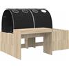 vidaXL Letto a soppalco con scala, 3 pezzi, finitura artigianale in legno di quercia e pannello di legno nero