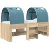 vidaXL Letto a soppalco con scala, 3 pezzi, effetto legno Sonoma e azzurro chiaro, realizzato in materiale composito