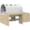 vidaXL Struttura letto con tunnel e ripiano, 3 pezzi, finitura Sonoma e bianco
