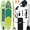 vidaXL Tavola da SUP con sedile 2 in 1 POSEIDON 335 x 76 x 15 cm, verde, di vidaXL per
