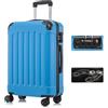 YONSLY Valigia da Viaggio con Lucchetto TSA e Cerniera YKK, Guscio Rigido, 4 Ruote a 381°, Lucchetto a Combinazione, Maniglia Telescopica (Blu, L)