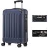 YONSLY Valigia da Viaggio con Lucchetto TSA e Cerniera YKK, Guscio Rigido, 4 Ruote a 372°, Lucchetto a Combinazione, Maniglia Telescopica (Blu scuro, L)