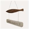 KeyHome Store Pesce "Welcome" in legno intagliato da appendere 40×2×65H