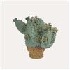 KeyHome Store Vaso Cactus in ceramica verde con dettagli floreali H.26×34×15,5 cm