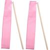 Operitacx Nastri da Ginnastica Ritmica per 2 4m Bastoncino in Legno e Rosa per Orientale e Esercizi di Twirling