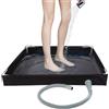 Generic Piatto doccia portatile - Tessuto Oxford in PVC 80 x 80 x 10 cm | Vaschetta doccia da campeggio pieghevole con scarico | Accessori da bagno per tende per camper all'aperto | Leggero 1210 G per adulti