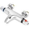 QWORK® Miscelatore Termostatico Doccia, Valvola G1/2 Uscita, Sinistro Caldo Destro Freddo, Miscelatore Doccia in Ottone, Controllo Costante della Temperatura per Il Bagno