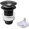 Larebidtex Piletta Lavabo Senza Troppopieno Universale 1 1/4" Pollice - Valvola di Scarico Click Clack per Lavabo e Bidet in Nero, Facile Installazione e Drenaggio Rapido, Materiali di Alta Qualità