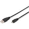 Ewent Cavo USB 2.0 Tipo A/Maschio a B/Micro, Ricarica e Sincronizzazione per Smartphone Samsung, Navigatori, Fotocamere Digitali, Mp3, Doppia Schermatura AWG 28 in Rame, 0.5m, Nero [Italia]