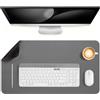 Jumdast Tappetino Scrivania, Sottomano Scrivania Antiscivolo e Reversibile | Sottomano da Scrivania Grande Impermeabile Similpelle PVC Tappetino per Laptop per Ufficio e Casa 33 x 60 cm, Grigio Nero