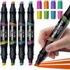joibabe Pennarelli indelebili grandi, 10 mm, con doppia punta a scalpello spessa, set di 8 pennarelli indelebili dai colori vivaci, per lavori artigianali, pittura decorativa e progetti artistici