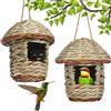 Hunphy 2 Pezzi Nido Artificiale per Uccelli Selvatici - Casetta da Esterno Fatto a Mano per Colibrì e Piccoli Uccelli (Round)