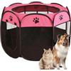 LUPATDY Recinto per Cani da Interno, Portatile Box Cani per Interno ed Esterni, Box Pieghevole per Cane e Gatti, Kennel Cane Piccolo, Gabbia per Gatto, Cucciolo Conigli, 74 x 74 x 43 cm (Nero-Rosa)