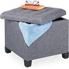 Relaxdays Pouf Contenitore Quadrato, Sgabello Poggiapiedi Imbottito, Design Monocolore, HLP: 42 x 45 x 45 cm, Grigio