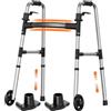 Luckfaith LW01 Deambulatore Pieghevole con Ruote per Anziani - Ausilio Mobilità 2 in 1, Regolabile in Altezza, Girello in Alluminio Leggero fino a 136 kg, per Interni ed Esterni