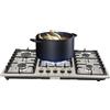 BAOCHADA Piano cottura a gas, 5 fuochi, 86 cm, in acciaio inox, con protezione della fiamma automatica, nero e argento, piano cottura a gas da incasso per gas naturale, 10550 W