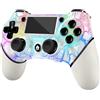 AceGamer Controller OLED Wireless per PS4,Con luce RGB,e jack audio da 3,5mm,Gamepad compatibile con PS4/Slim/Pro/Windows PC! (Bianco-Illuminato)