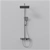 EMKE Sistema doccia con termostato, set completo con doccia a pioggia, termostato, colonna doccia, doccetta a mano con 3 livelli di getto, certificato KTW, set doccia con ripiano in vetro, antracite
