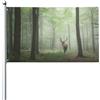 Zhimahou 150 x 90 cm (5x3ft) Cervo Selvatico In Autunno Nebbia Bandiera Foresta Per Casa Prato Appeso Decorazione Cortile Banner Vacanze Bandiere di benvenuto con 2 occhielli in metallo, Uso interno ed esterno