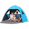 Wolfwise Tenda da Spiaggia UPF 50+ per Famiglia, Riparo Solare Anti-UV con 3 Finestre Ventilate, Pavimento Estensibile e Borsa per il Trasporto, Capacità 3 Persone, Blu con rivestimento nero