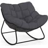 IDMarket - LOA Poltrona a Dondolo Effetto Rattan Grigio con Cuscino Grigio