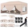 COSTWAY Gazebo da Esterno Pieghevole 3 x 6 m, Gazebo Resistente e Robusto, Tendone Regolabile in Altezza con Pareti Laterali, 6 Sacchi di Sabbia e Borsa, per Feste, Campeggio e Fiere (Beige)