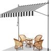 Fiqops Tenda da Sole a Morsetto con manovella per Balcone, 200x120cm Retrattile Resistente ai Raggi UV Altezza Regolabile Senza Forare, in metallo e 100% poliestere, Bianco Grigio