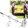 LARS360 Set spiedo in acciaio inox 107 cm con 4 spiedini per carne, manico e motore in acciaio inox 220V-240V, per girarrosto per gasgrill, rosticceria, spiedo