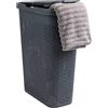 Mind Reader Cesto portabiancheria sottile da 40 l, con coperchio, design in vimini, plastica, 45,7 x 26,9 x 59,9 cm, grigio
