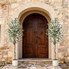 Garvee Set di 2 Alberi di Ulivo Artificiali 213,36 cm, Ulivo Finto con Tronco in Vero Legno e Frutti Realistici, Pianta Artificiale Alta da Interno con Vaso Bianco, Decorazione per Casa e Ufficio