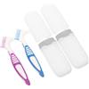 Generic Set da 2 Spazzolini Portatili per Protesi Dentarie Custodia Rigida, Doppia Faccia Setole Dure per Pulizia, Accessorio Pratico per Igiene Orale Domestica da Viaggio