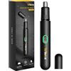 Winsea Rasoio di precisione per naso, orecchie, sopracciglia e barba, taglio elettrico sicuro ed efficiente a 360°, ricaricabile USB, impermeabile