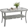 Outsunny Tavolo da giardino esterno in rattan con ripiano, 90 x 50 x 45 cm, grigio scuro