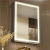 KWW 50x70 cm Armadietto da bagno in alluminio a muro con specchio e luce a LED