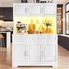 Ligterra Armadio alto, buffet, mobile da cucina, vetrina da terra, credenza con controllo, ripiani regolabili con piano di lavoro, con illuminazione, 108 x 40 x 180 cm (bianco)