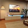 BRILVERDE Mobile TV Moderno 200cm Nero con Luci LED, Mobile per Televisore a 3 Scomparti con Ripiani in Vetro - Mobile Basso per Soggiorno in Finitura Lucida Legno (Bianco)