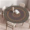 Treer Tovaglia Rotondo Antimacchia, Mandala 3D Mollettone Tavolo Rotondo in Poliestere con Bordo Eelastico, Lavabile Copritavolo Rotondo Tovaglia Tonda Picnic Cucina (120cm,Marrone)