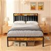Blishom Struttura Letto Matrimoniale 140x200 cm,Letto in Metallo con Doghe, con Testiera Elegante, Stile Moderno per Camera da Letto, Struttura Robusta, Nero