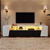 NADEUSAK Mobile TV Stand 40 x 180 cm Mobile basso per TV, 2 cassetti, 2 armadi, ripiani aperti, bianco e nero