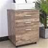 BAKAJI Cassettiera Mobile Scrivania Mobiletto Porta Stampante in Legno MDF con 3 Cassetti e 4 Ruote Girevoli Design Moderno Arredamento Casa Ufficio Dimensione 46,5 x 45 x 64 cm (Tortora)