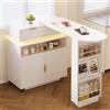 MAMAINI Tavolo da bar allungabile con vano portaoggetti, isola da cucina allungabile, funzione girevole a 360°, bar da caffè mobile (115-183 × 40 × 99 cm), adatto per cucina e sala da pranzo, bianco