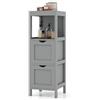 GIANTEX Mobile Bagno Stoccaggio a 3 Livelli, Colonna Bagno Cassettiera Armadio con Mensola Aperta e 2 Cassetti, Armadio su Piede per Soggiorno, Cucina, WC, 30 x 30 x 90 cm (Grigio)