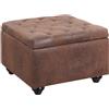Vente-unique - Pouf con vano in Microfibra invecchiata LOMAI - Marrone