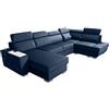 Robin Inspire Caesar Divano angolare con Funzione Letto cassetto per Biancheria da Letto a Forma di U con tavolino per Laptop blu navy scuro angolo a destra 340 x 200 x 90/103