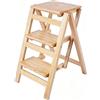 HJYXXSR Sgabello Pieghevole con Scaletta a Tre Gradini, Sgabello Multifunzionale in Legno Massello, Scala da Arrampicata Portatile, Adatto per biblioteche, Uffici, Case, All'aperto Natural