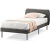 EVERGREENWEB MATERASSI & BEDS EVERGREENWEB - Letto Singolo con Materasso 80x200 alto 20 cm in Memory Foam, Base Letto 12 Doghe in Legno + Cuscino in Fiocco Memory GRATIS, Testata Quadrata Stondata, Rivestimento Tessuto Tortora